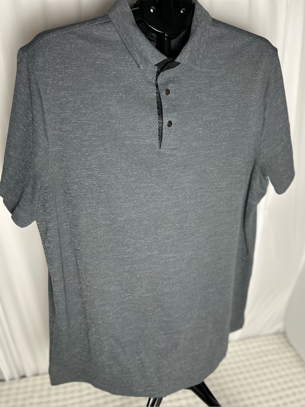 Champion Men's Heather Gray Polo with Subtle Texture